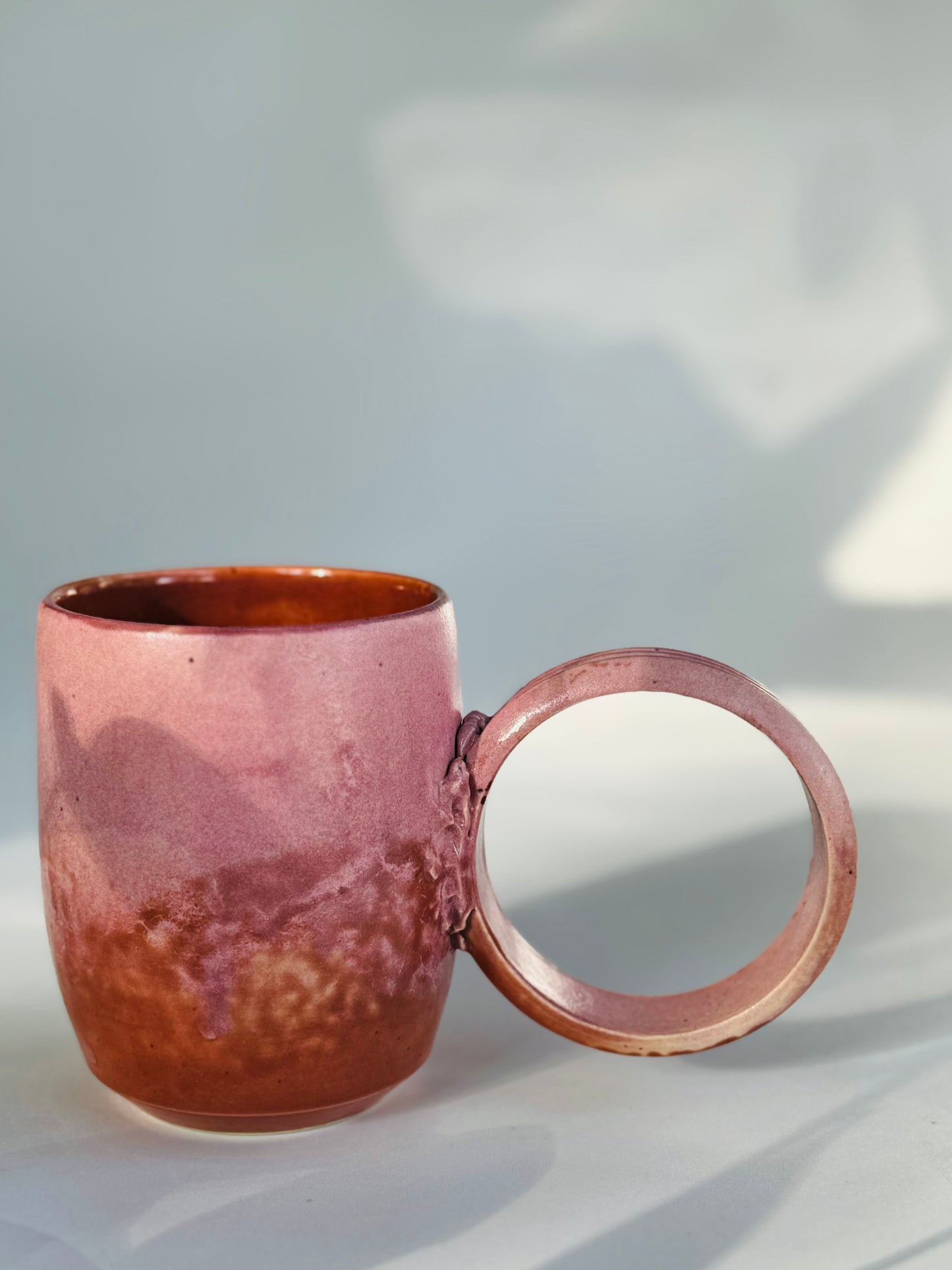 Rosy Rusty Hoop Handle Mug - only from Rita Strayer Ceramics of Savannah