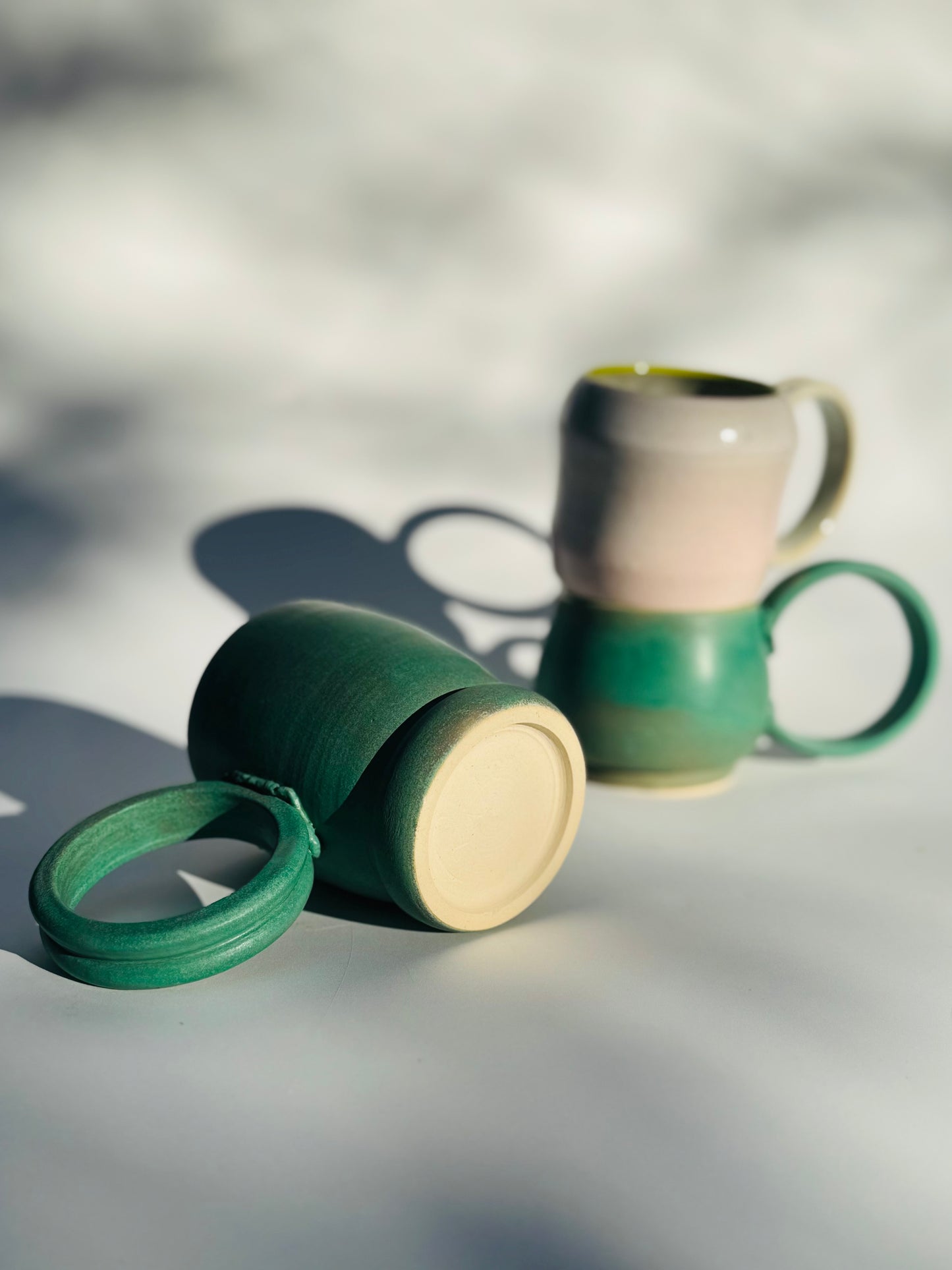 Large Penny Patina Hoop Handle Mug, Green