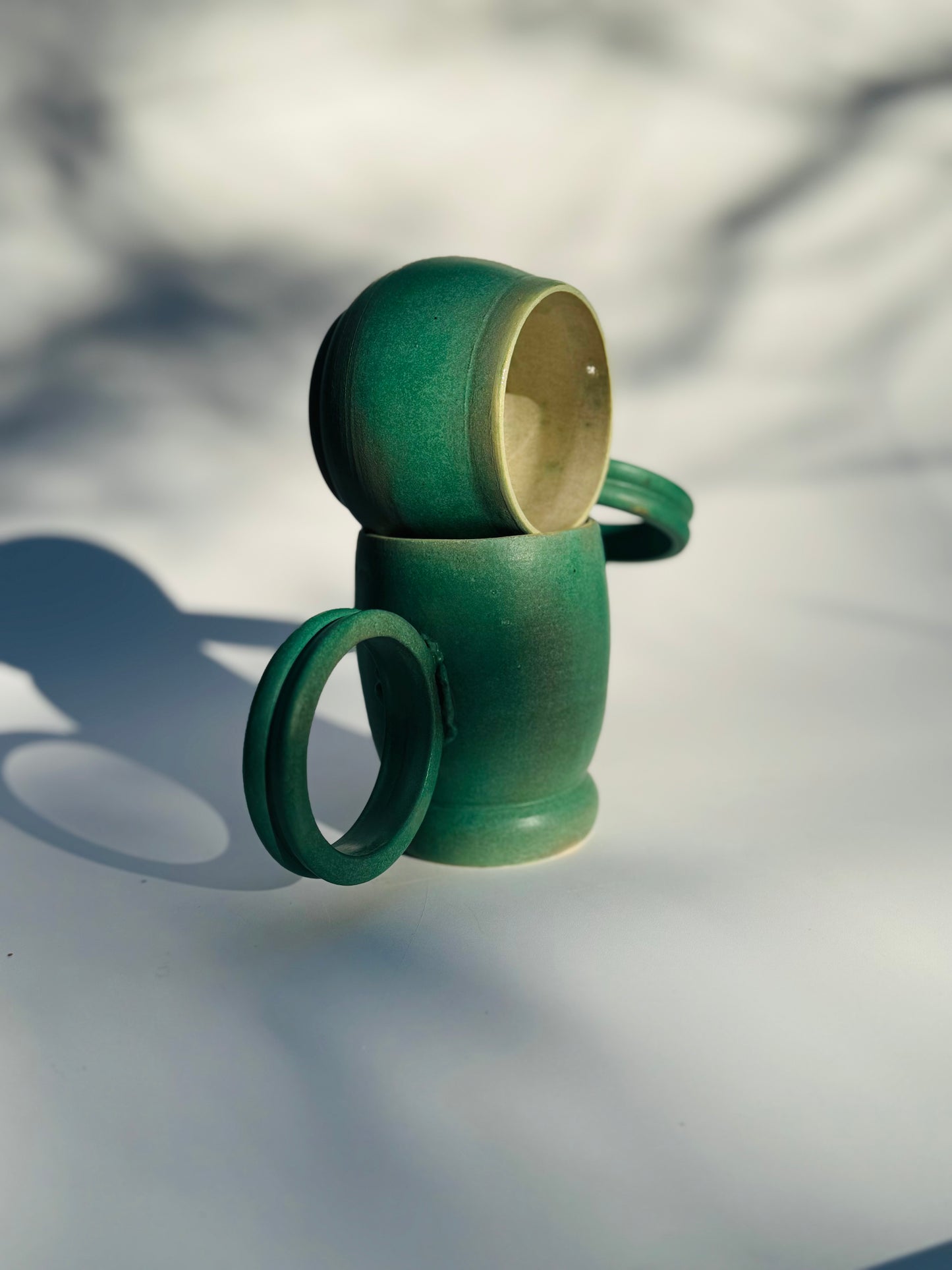 Penny Patina Hoop Handle Mug, Green