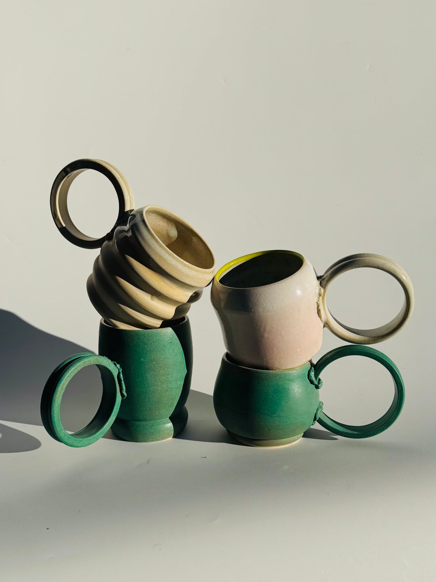 Penny Patina Hoop Handle Mug, Green