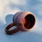 Rosy Rusty Hoop Handle Double Donut Mug, Red