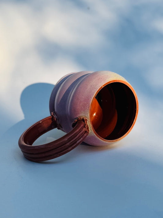 Rosy Rusty Hoop Handle Double Donut Mug, Red