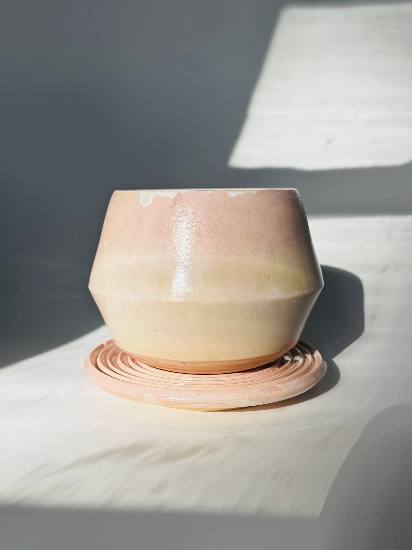 Blushing Matte Teardrop Teacup Planter